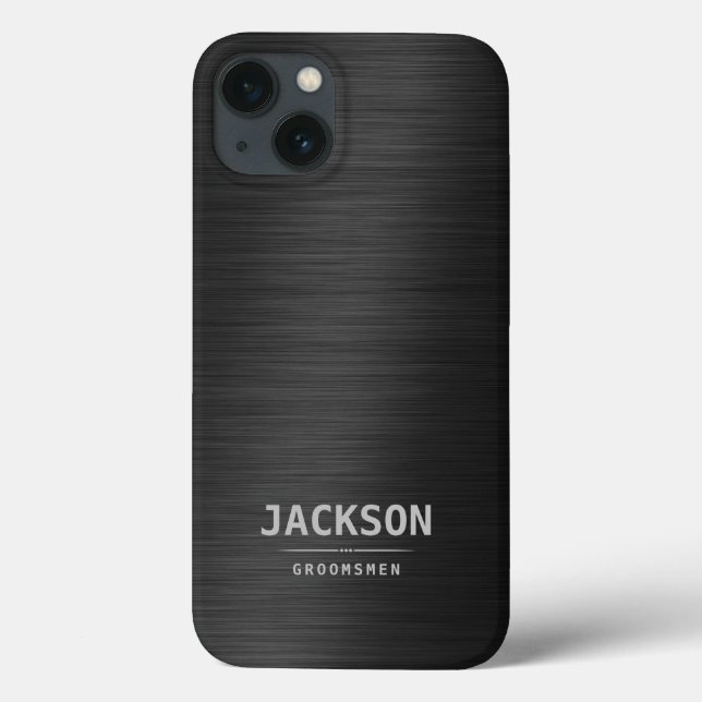 Black Metal Modern Simple Personalized Groomsmen  Case-Mate iPhone Case (Back)