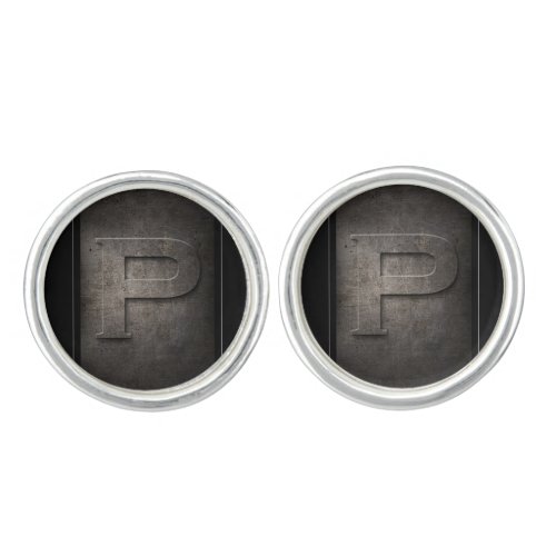 Black Metal P Monogram Pair of Cufflinks