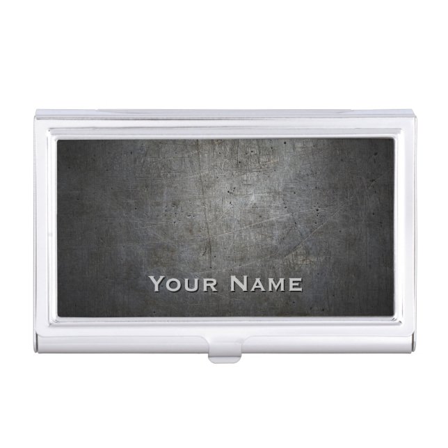 Black METAL Personalized Business Card Holder (Front)