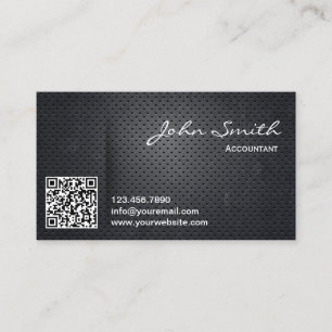 Black Metal QR Code Accountant Business Card
