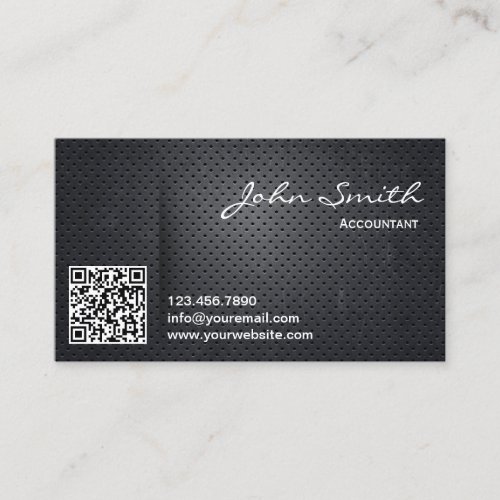 Black Metal QR Code Accountant Business Card