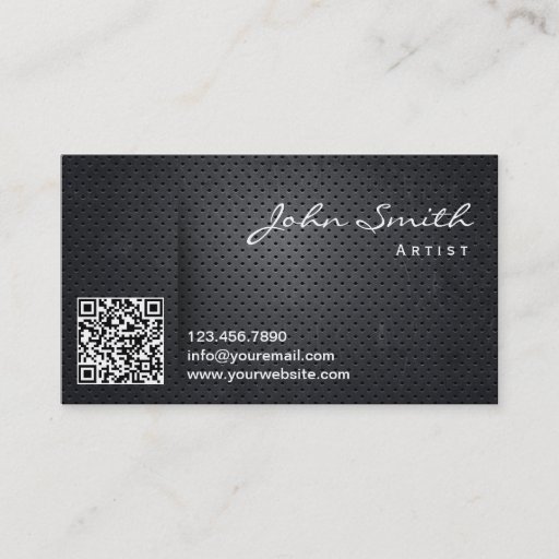 Customizable Black Metal QR Code Artist Business Card