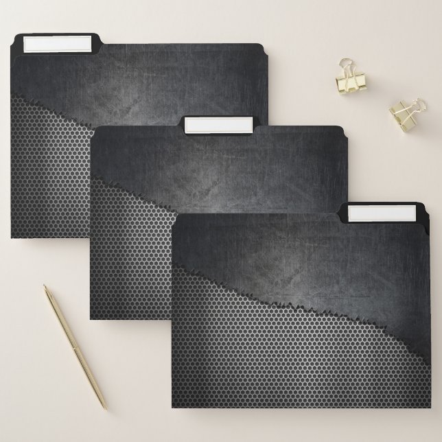 Black Metal Ripped Industrial Texture File Folder (Set)