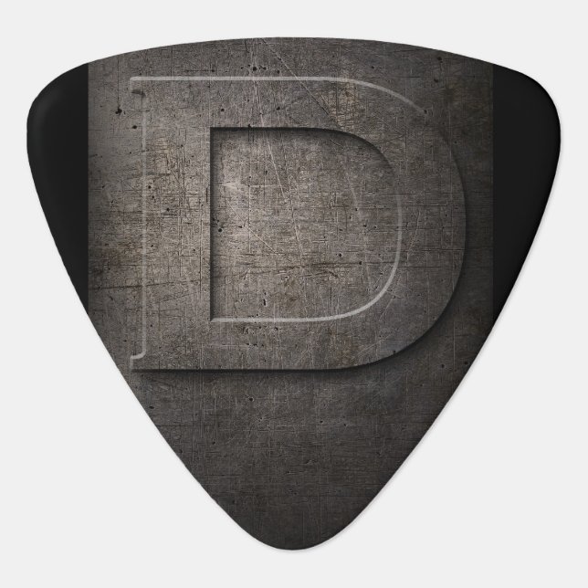 Black Metal Rustic D Monogram Guitar Pick (Front)