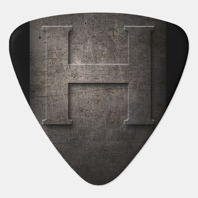Black Metal Rustic H Monogram Guitar Pick (Front)