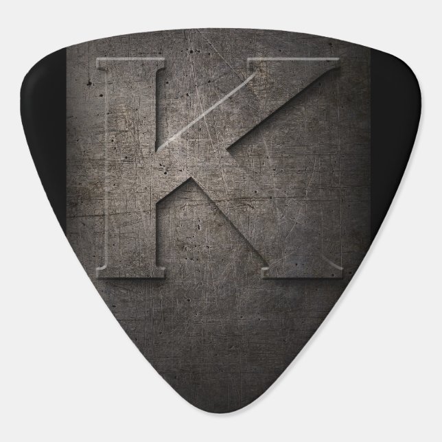 Black Metal Rustic K Monogram Guitar Pick (Back)