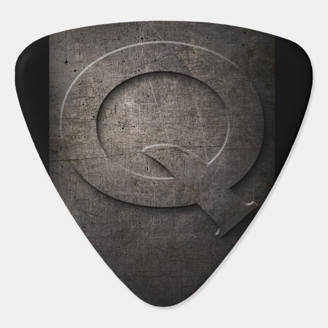 Black Metal Rustic Q Monogram Guitar Pick (Back)