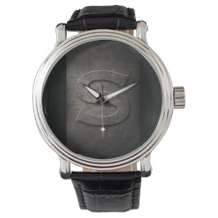 Black Metal Rustic S Monogram Watch