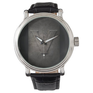 Black Metal Rustic V Monogram Watch