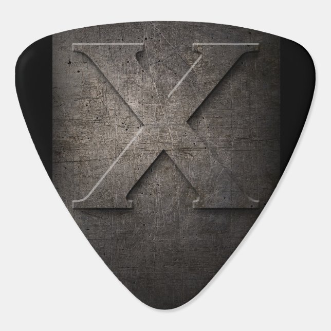 Black Metal Rustic X Monogram Guitar Pick (Back)