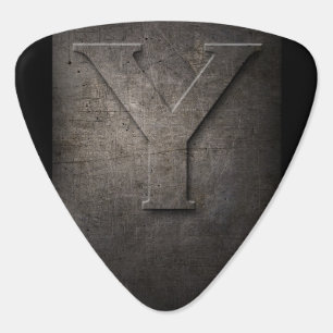 Black Metal Rustic Y Monogram Guitar Pick