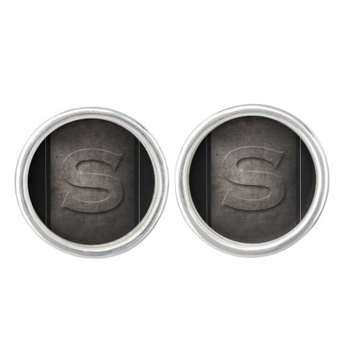 Black Metal S Monogram Pair of Cufflinks