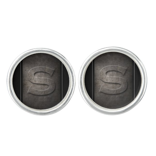 Black Metal S Monogram Pair of Cufflinks (Front)