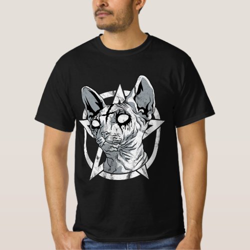 Black Metal Sphynx Cat Goth and Death Metal Sphinx T_Shirt
