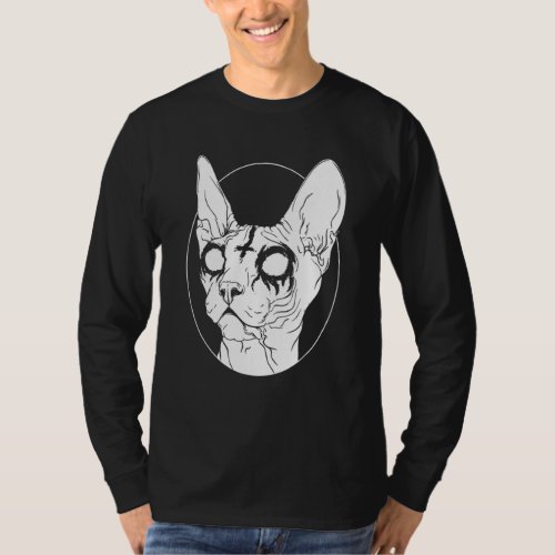 Black Metal Sphynx Cat I Goth And Death Metal T_Shirt