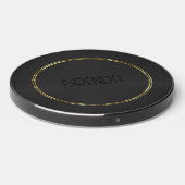 Black metallic background gold border wireless charger  (Front 2)