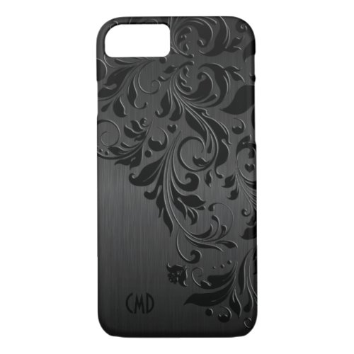 Black Metallic Brushed Aluminum  Black Lace iPhone 87 Case