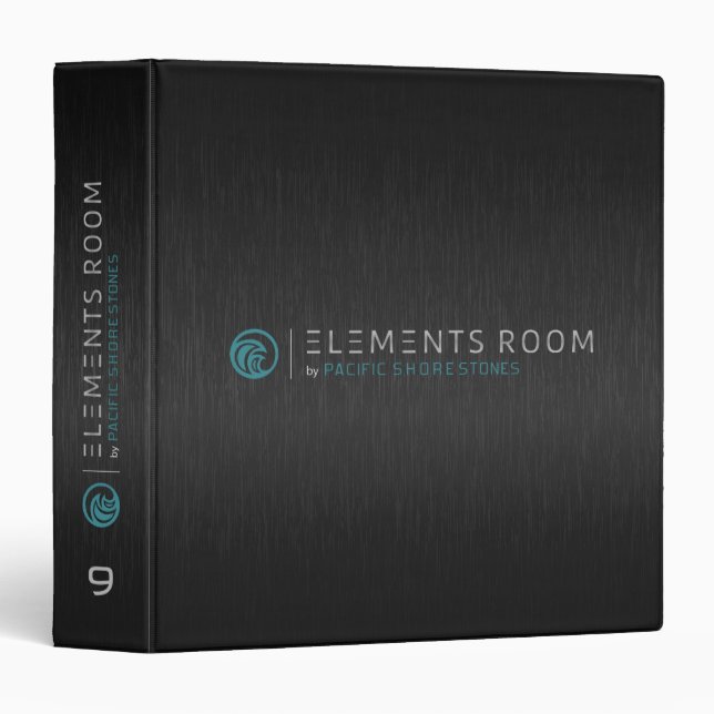 Black Metallic Brushed Aluminum Look 3 Ring Binder (Front/Spine)