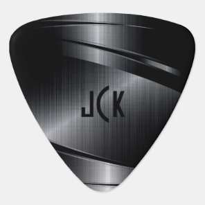 Black Metallic  Brushed Aluminum Look Guitar Pick