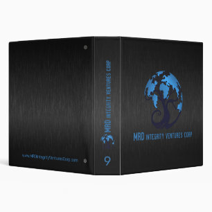 Black Metallic Brushed Aluminum Look Logo 3 Ring Binder