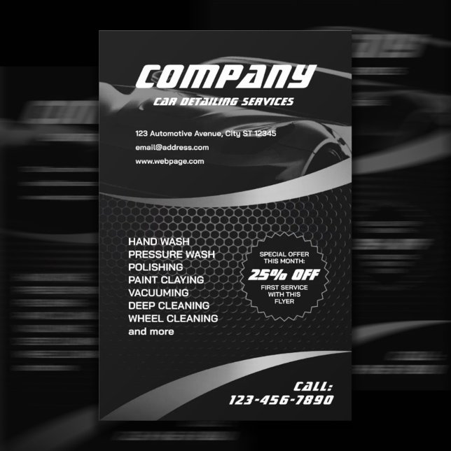 Black metallic carbon car detailing  flyer (Creator Uploaded)