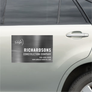 Black Metallic Construction Company Car Magnet