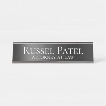 Black Metallic Contrast Lawyer Attorney Desk Name Plate by LEAH_MCPHAIL at Zazzle