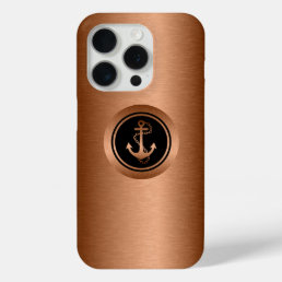 Black &amp; Metallic Coper 2 With Nautical Anchor iPhone 15 Pro Case