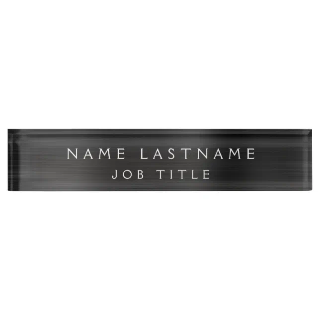 Black Metallic Corporate Custom Professional Desk Name Plate | Zazzle