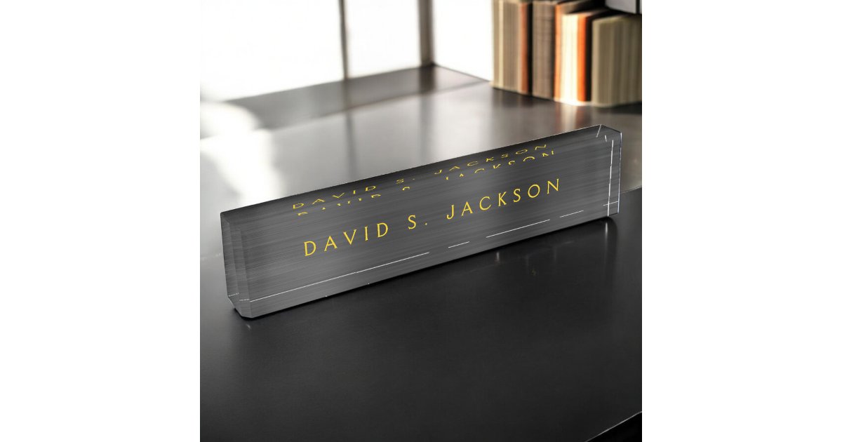 Black Metallic Corporate Custom Professional Desk Name Plate | Zazzle