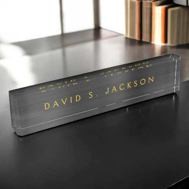 Black Metallic Corporate Custom Professional Desk Name Plate (Creator Uploaded)