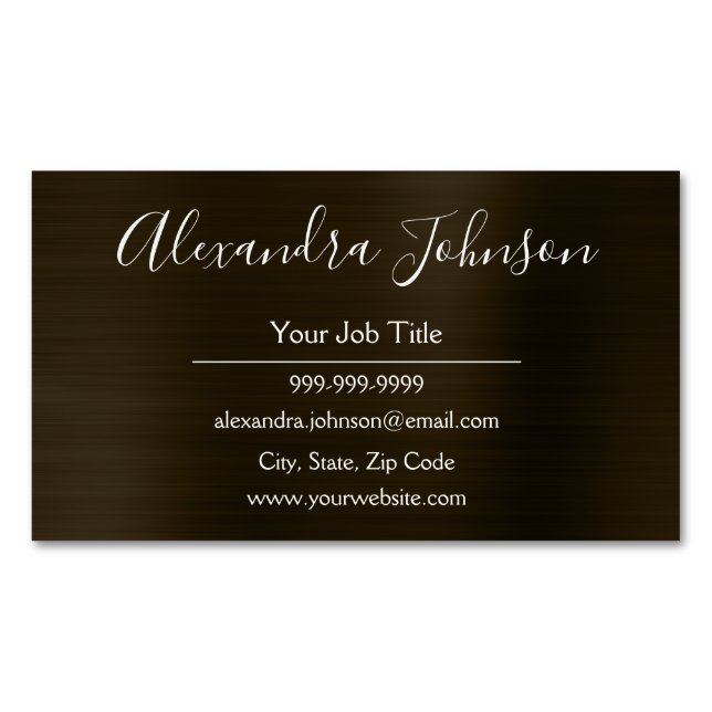Black Metallic Foil Modern and Elegant Business Card Magnet (Front)