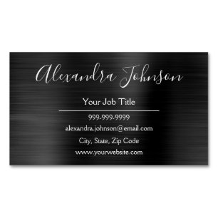 Black Metallic Foil Modern and Elegant Business Card Magnet