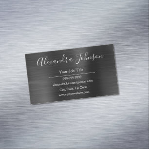 Black Metallic Foil Modern and Elegant Business Card Magnet