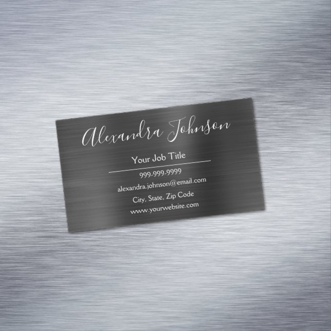 Black Metallic Foil Modern and Elegant Business Card Magnet (In Situ)