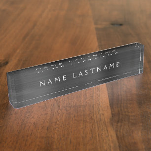 Black Metallic Foil Modern Custom Professional Desk Name Plate