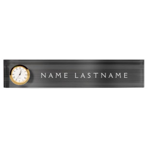 Black Metallic Foil Modern Custom Professional Desk Name Plate