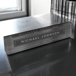 Black Metallic Foil Modern Custom Professional Desk Name Plate