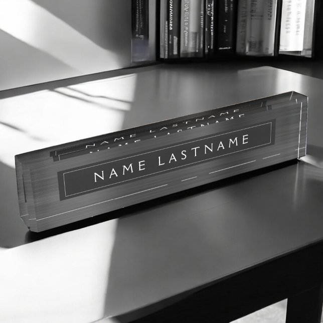 Black Metallic Foil Modern Custom Professional Desk Name Plate (Creator Uploaded)