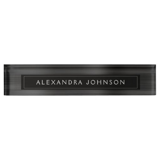 Black Metallic Foil Modern Elegant Business Desk Name Plate | Zazzle