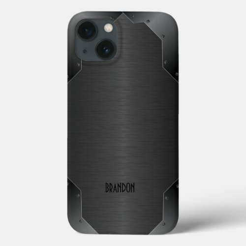 Black metallic geometric design iPhone case