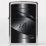Black Metallic Geometric Design Monogram Zippo Lighter at Zazzle