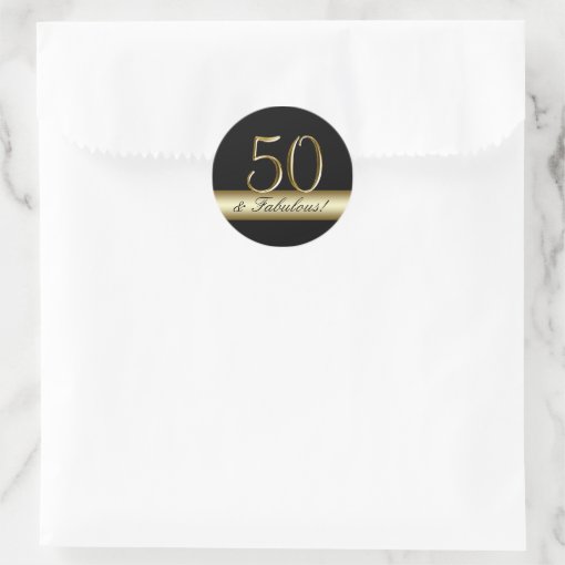 Black Metallic Gold 50th Birthday Classic Round Sticker Zazzle