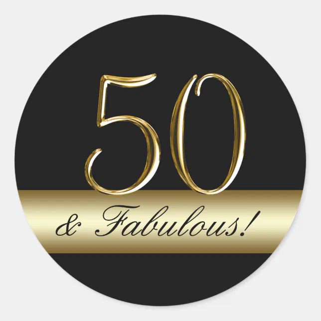 Black Metallic Gold 50th Birthday Classic Round Sticker | Zazzle