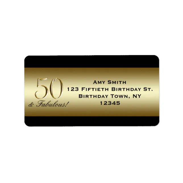 Black Metallic Gold 50th Birthday Label Zazzle