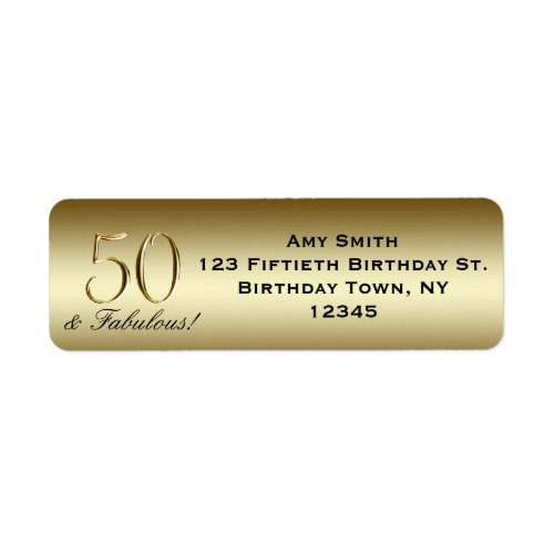 Black Metallic Gold 50th Birthday Label