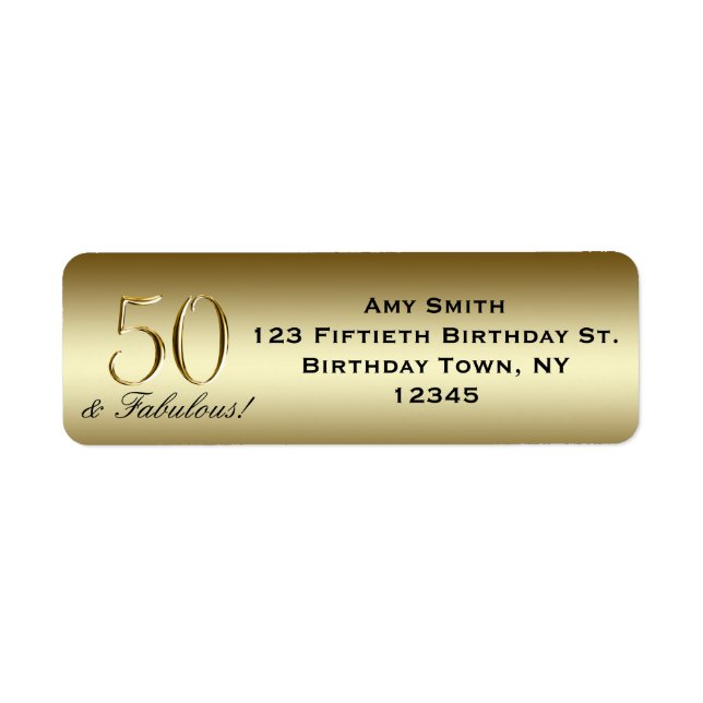 Black Metallic Gold 50th Birthday Label (Front)
