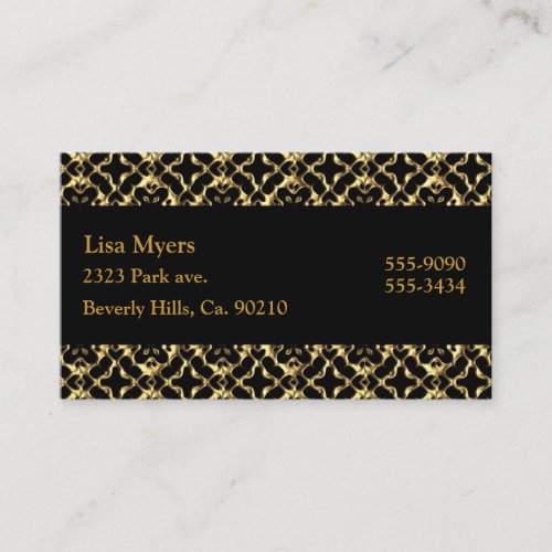 Black &amp; Metallic Gold Lattice Business Card Template