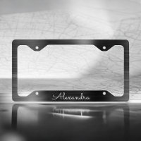 Black Metallic Modern Brushed Metal Monogram
