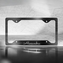 Black Metallic Modern Brushed Metal Monogram License Plate Frame